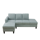 L - Shaped Sectional Sofa With Left Chaise & Ottoman - Pale Green