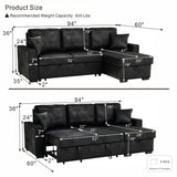 Upholstered Sectional With Pull-Out Bed And Chaise Storage
