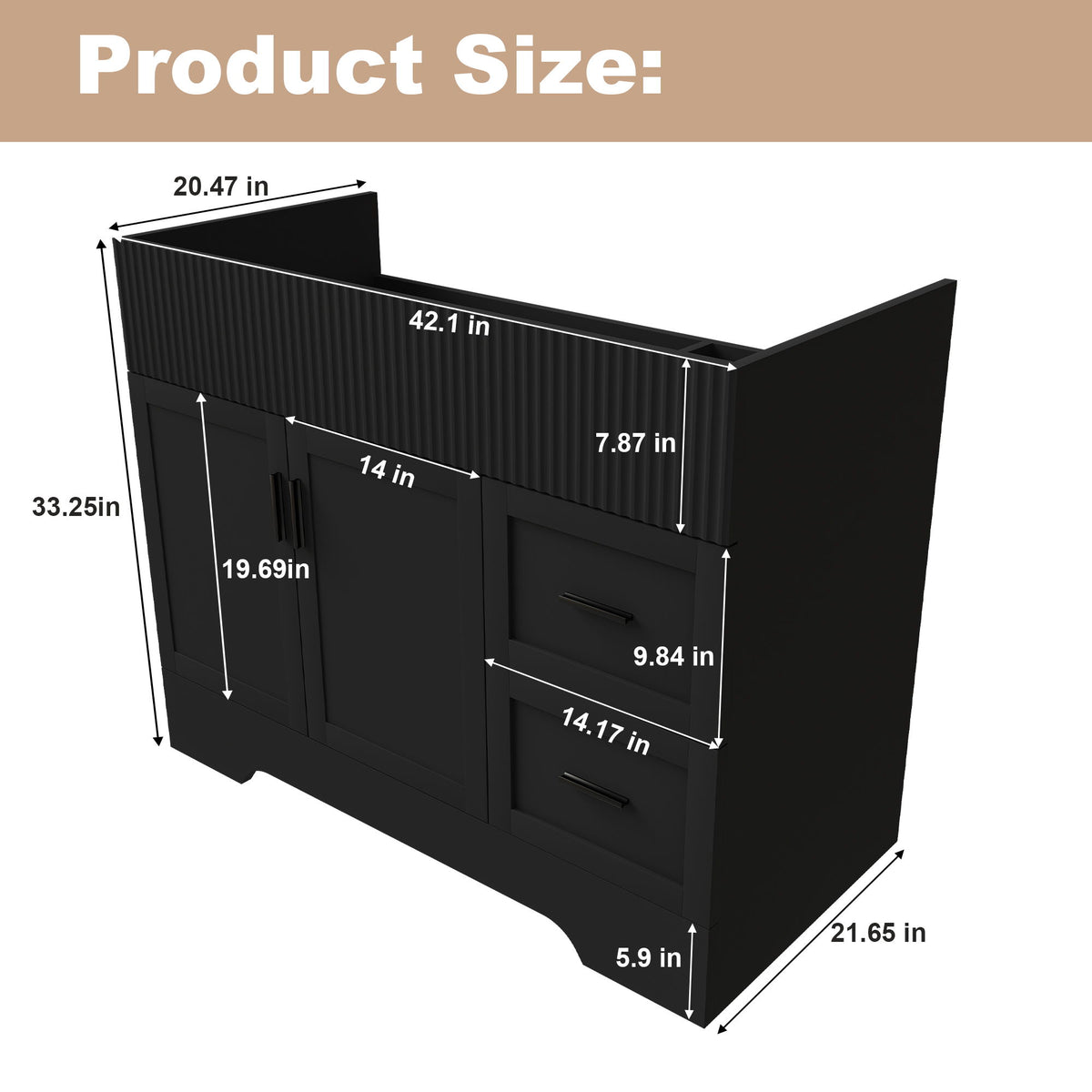 Modern Bathroom Vanity With 2 Drawers