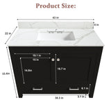 Bathroom Vanity Set, Fluted Cabinet, Soft Close Doors & Drawers - Black