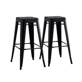 Backless Lightweight Bar Stools (Set of 2) - Black