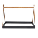 Full Size Tent Floor Bed With Triangle Structure, Low Profile Design - Black / Brown