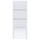 Lance - 3 Shelf Media Tower With Shelves And Hidden Cabinet - Gloss White