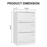 Filing Cabinet Lateral File Cabinet 3 Drawer, Locking Metal File Cabinets Three Drawer, Office Filing Cabinet With Lock Drawers For Home Office
