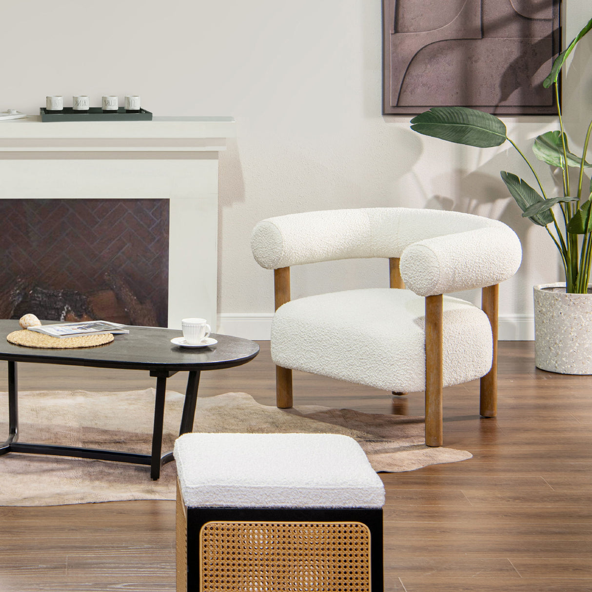 Fuji - Barrel Accent Arm Chair - Ivory White