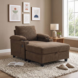 Accent Chair With Storage Ottoman, Reclining Single Chaise Lounge With Cupholders And USB, C Ports