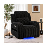 Power Recliner With Cup Holders And Ambient LED Lighting - Black
