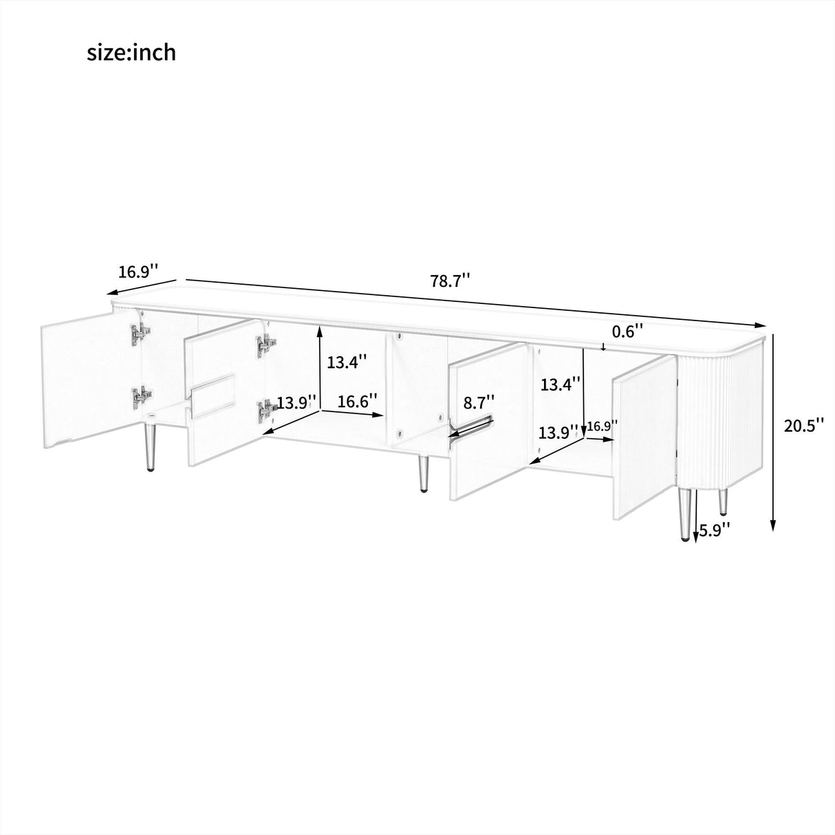Minimalist TV Stand For TVs Up To 85", Modern Entertainment Center Media Console With 4 Spacious Cabinets For Living Room