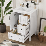Freestanding Bathroom Vanity With Sink, Soft Closing Cabinet And Drawers - White