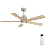 52" Ceiling Fan With Remote Control, Dimmable 3 Color Temperature LED Light, Quiet Reversible DC Motor