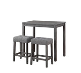 Lux - 3 Piece Counter Height Pub Table With Tufted Stools (Set of 3)