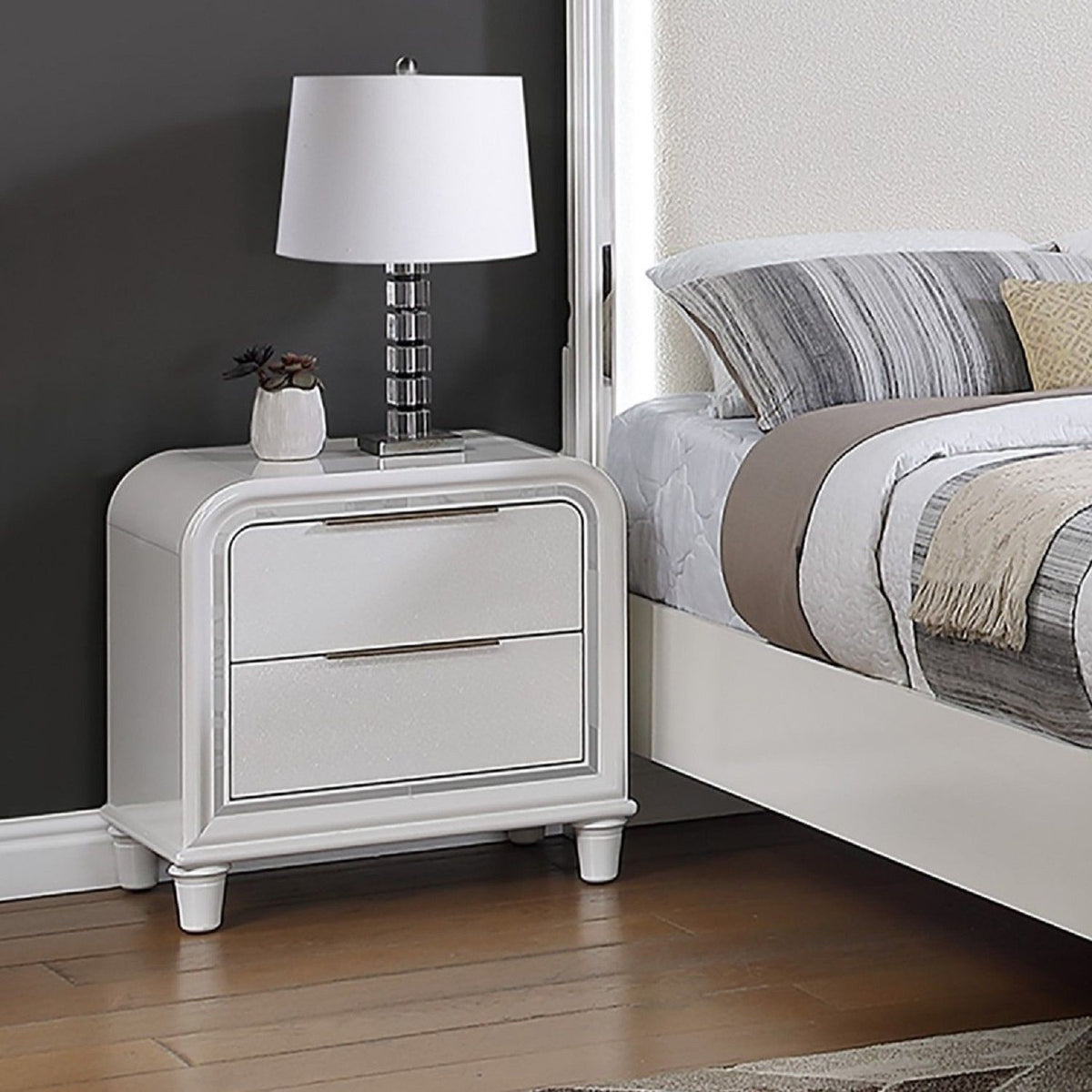 Nightstand With 2 Drawers Bedside Table - White