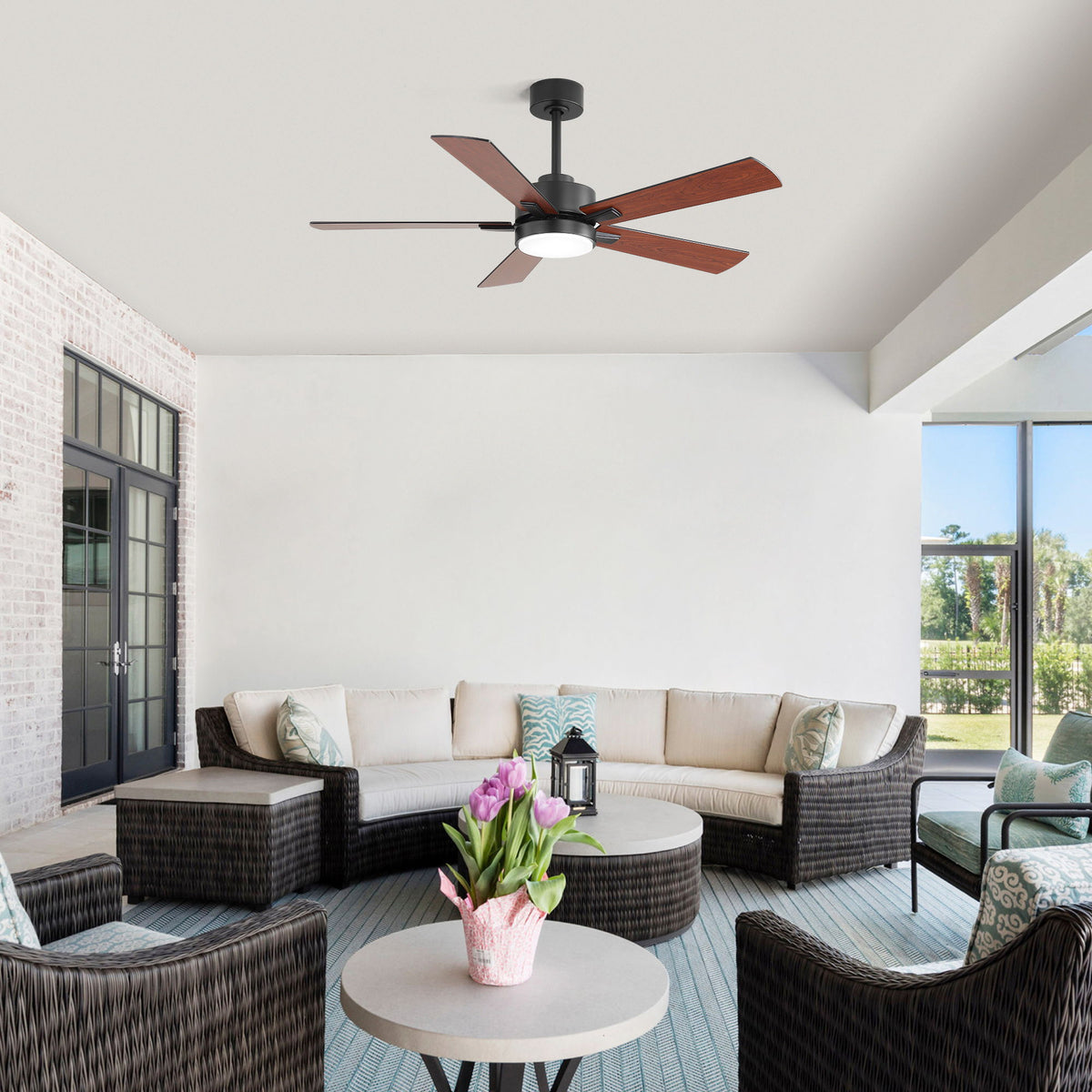 Reversible DC Motor Ceiling Fan With Dimmable LED Light For Living Room