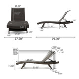 Mysticism Outdoor Chaise Lounge With Adjustable Backrest And Foldable Legs - Brown Multi