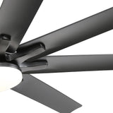 66" Ceiling Fan With Dimmable LED Light, 8 Blades, Smart Remote Control, Reversible DC Motor, For Home Office - Matte Black