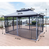 Patio Gazebo Tent With Ventilated Double Roof And Mosquito Net For Backyard Or Garden