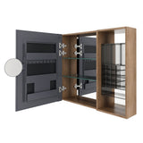 Wall Mounted Bathroom Mirror Cabinet, Adjustable Shelves - Imitative Oak