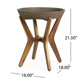 Yukon - Contemporary Side Table With Lightweight Concrete Top And Acacia Wood Frame - Gray