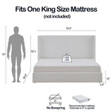 Carmen - King Size Upholstered Wingback Bed - White