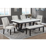 6 Piece Dining Set With Upholstered Chairs & Bench - Antique Black