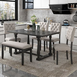 6 Piece Dining Set Retro Style