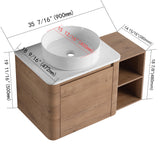 Wall Mounted Bathroom Vanity With Art Sink, 1 Storage Shelf, 2 Soft Close Doors