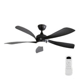 52" Ceiling Fan With 3 Color Dimmable LED Light, 5 Blades, Remote Control, Reversible DC Motor