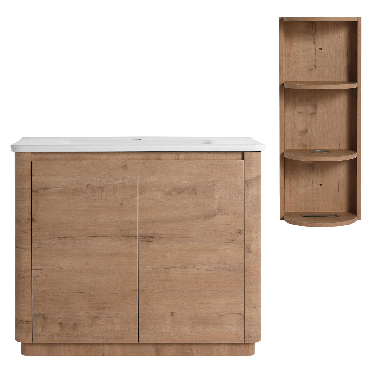 Freestanding Bathroom Vanity With Sink, 2 Soft Close Doors & Storage Rack