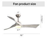 52" Ceiling Fan With Blades And 6 Speed Remote Control DC Motor
