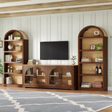3 Piece TV Stand Set With Bookshel, Entertainment Center With Arched Design