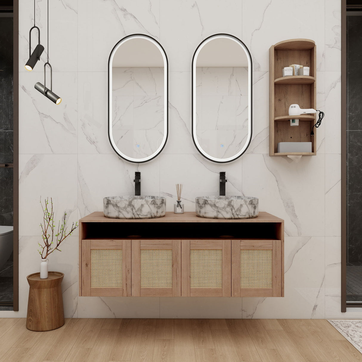 Bathroom Vanity & Art Sink And Storage Rack, Float Mounting Design