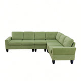 Modular L - Shaped Sectional Sofa, 6 Seater, 4 Piece Couch With Chaise - Green