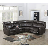 Manual Motion Recliner Sectional Sofa With Console And Cup Holders - Brown