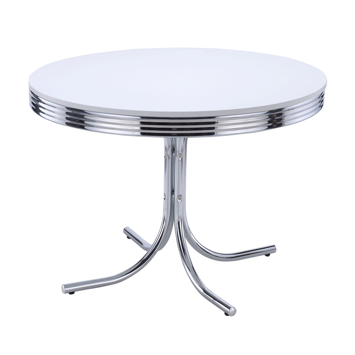 Marla - 5 Piece Dining Set With Round Table And Upholstered Chairs - White