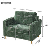 Accent Chair Upholstered Single Sofa With Square Arms, Sewn Pillow Back For Living Room