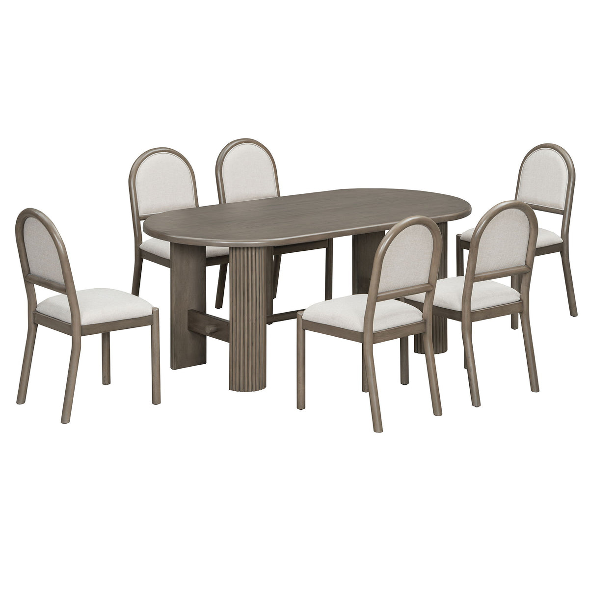 Oval Dining Table Set For 6 With 6 Upholstered Chairs