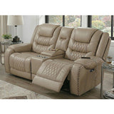 Power Motion Reclining Loveseat With Console Adjustable Headrest Cup Holders - Toffee