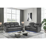 Ian - Power Reclining Sofa With LED Lighting, Surround Sound & Subwoofer - Charcoal