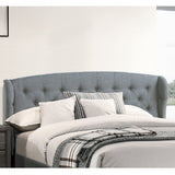 Queen Size Bed With Adjustable Button Tufted Headboard - Gray