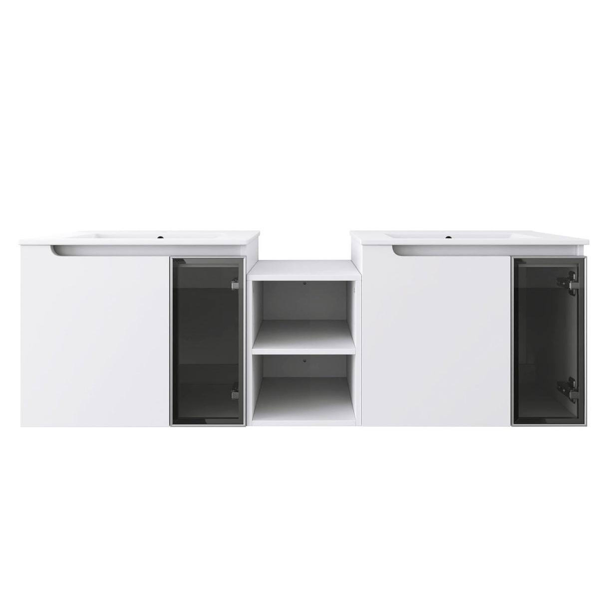 Wall Mounted Bathroom Vanity With Sink, Soft Close Doors, Cabinet & Half Door