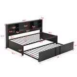 Industrial Metal Daybed With Trundle, Storage Shelves, USB Ports