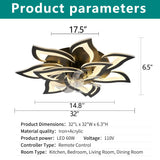 32" Flower Ceiling Fan With LED Dimmable Light, Low Profile Flush Mount Fan With Remote Control, 6 Speeds