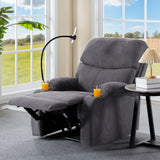 Adjustable Manual Recliner, Ergonomic Lounge Chair With Phone Holder And 2 Cup Holders