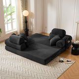Convertible Sleeper Sofa With & Side Storage Pocket, Foldable Upholstered Couch For Living Room