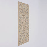 Floral Hand Carved Mandala Rectangle Wall Decor With Mirror - Antique Brown / White