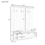 Hall Tree With Bench And Shoe Storage, 3 Large Drawers, Open Storage Shelves & Hooks