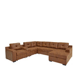 U - Shape Sectional Pull Out Bed With Console, Storage, And USB Charging