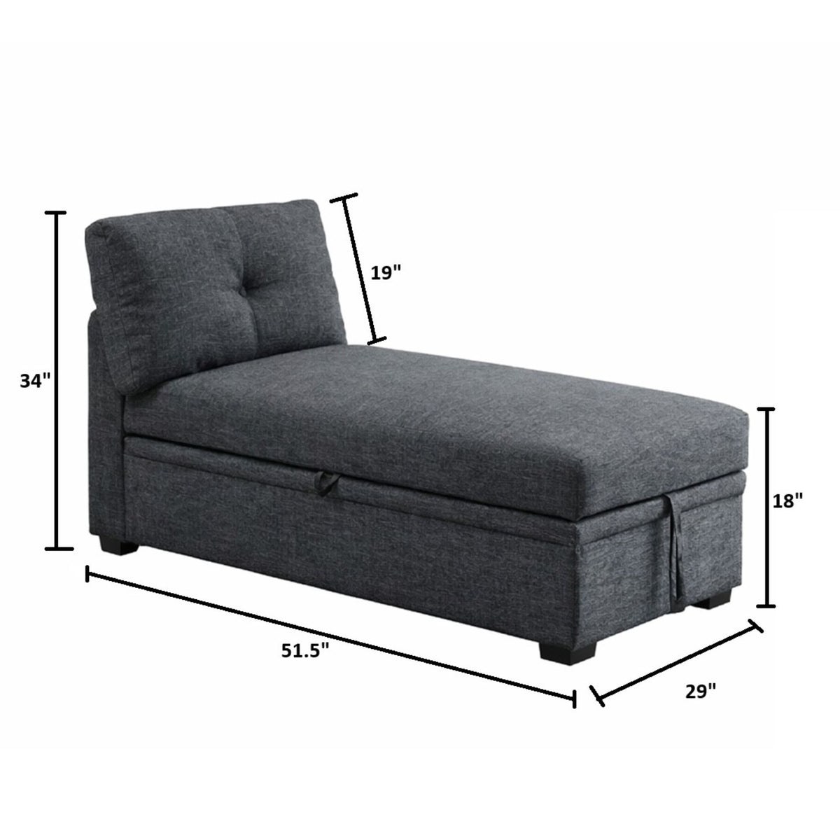 Reversible Storage Chaise - Dark Gray
