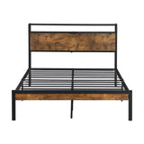 Platform Bed Frame With Wooden Headboard And Footboard, USB Liner