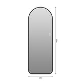 65" X 24" Arched LED Full Length Mirror With Frame, 3 Color Temperatures & Stepless Dimming - Black
